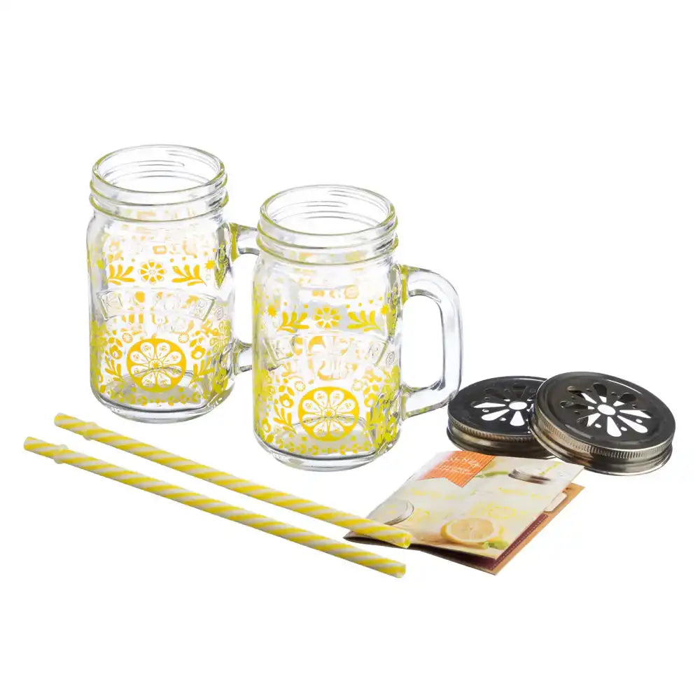 Set of 2 Kilner Lemonade Jars with Recipe Booklet (250ml) Summer
