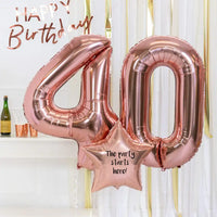 40th Birthday Balloons - Personalised Inflated Balloon Bouquet Rose Gold Personalised Balloons