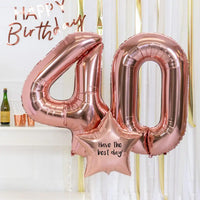 40th Birthday Balloons - Personalised Inflated Balloon Bouquet Rose Gold Personalised Balloons