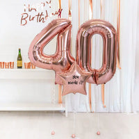 40th Birthday Balloons - Personalised Inflated Balloon Bouquet Rose Gold Personalised Balloons