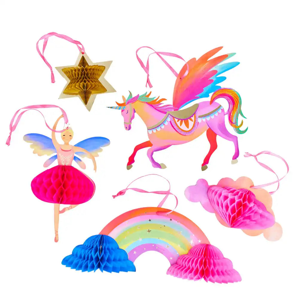 Unicorn Fairy Princess Honeycomb Decorations (x5) Own Brand