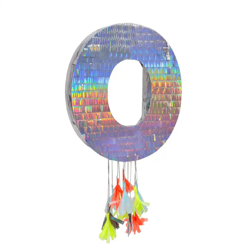 Silver Number 0 Pinata Kids Party