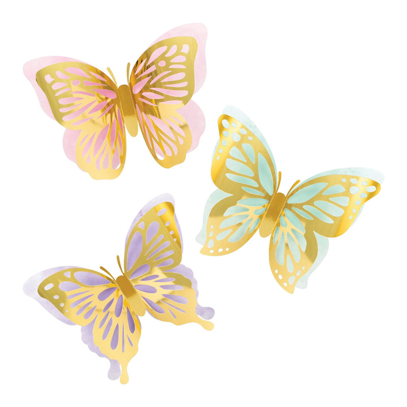 Butterfly Shimmer Wall Cutouts (x3)