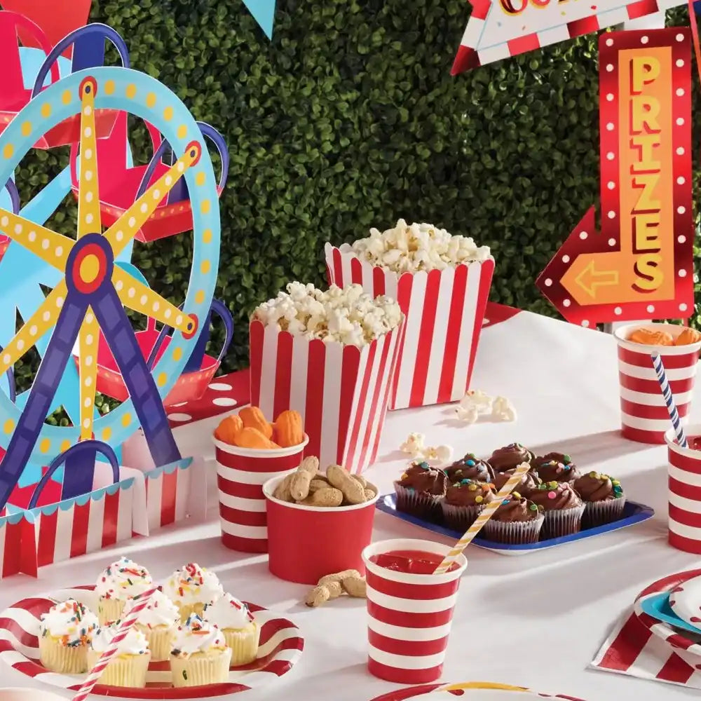Carnival Popcorn Boxes with Cello Bag (x8) Kids Party