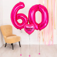 COPY EXAMPLEof Personalised Inflated Balloon Bouquet - 60th Birthday Pink Personalised Balloons