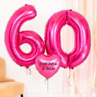 COPY EXAMPLEof Personalised Inflated Balloon Bouquet - 60th Birthday Pink Personalised Balloons