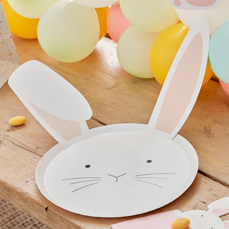 Bunny Face Eco Paper Plates with Interchangeable Ears (x8)