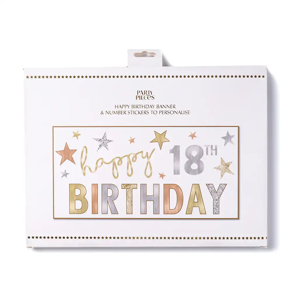 Personalised Happy Birthday Banner and Stickers Set Personalised Balloons