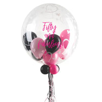 Personalised Bubble Balloon in a Box - Stylish Hearts Personalised Balloons