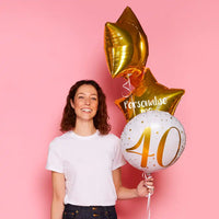 Personalised Inflated Balloon Bunch - Gold 40th Birthday Personalised Balloons
