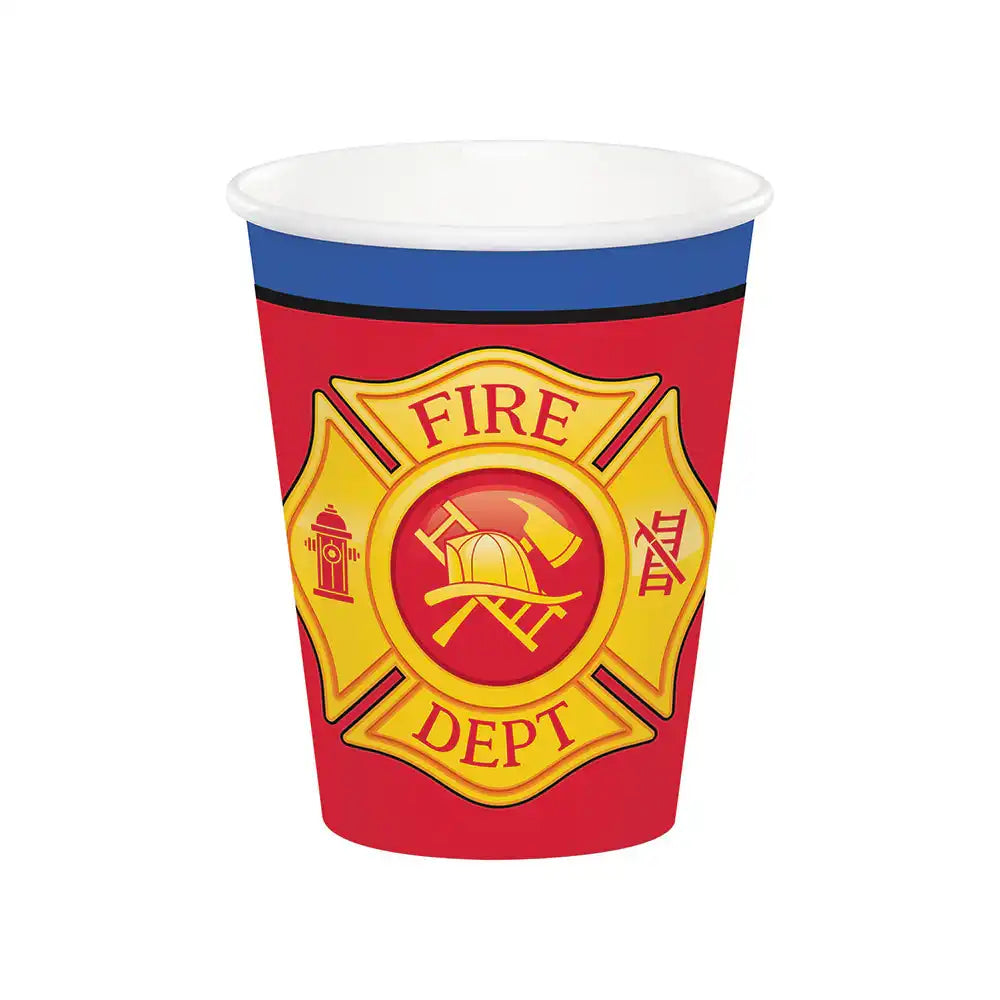 Flaming Fire Truck - Paper Party Cups (x8) Kids Party