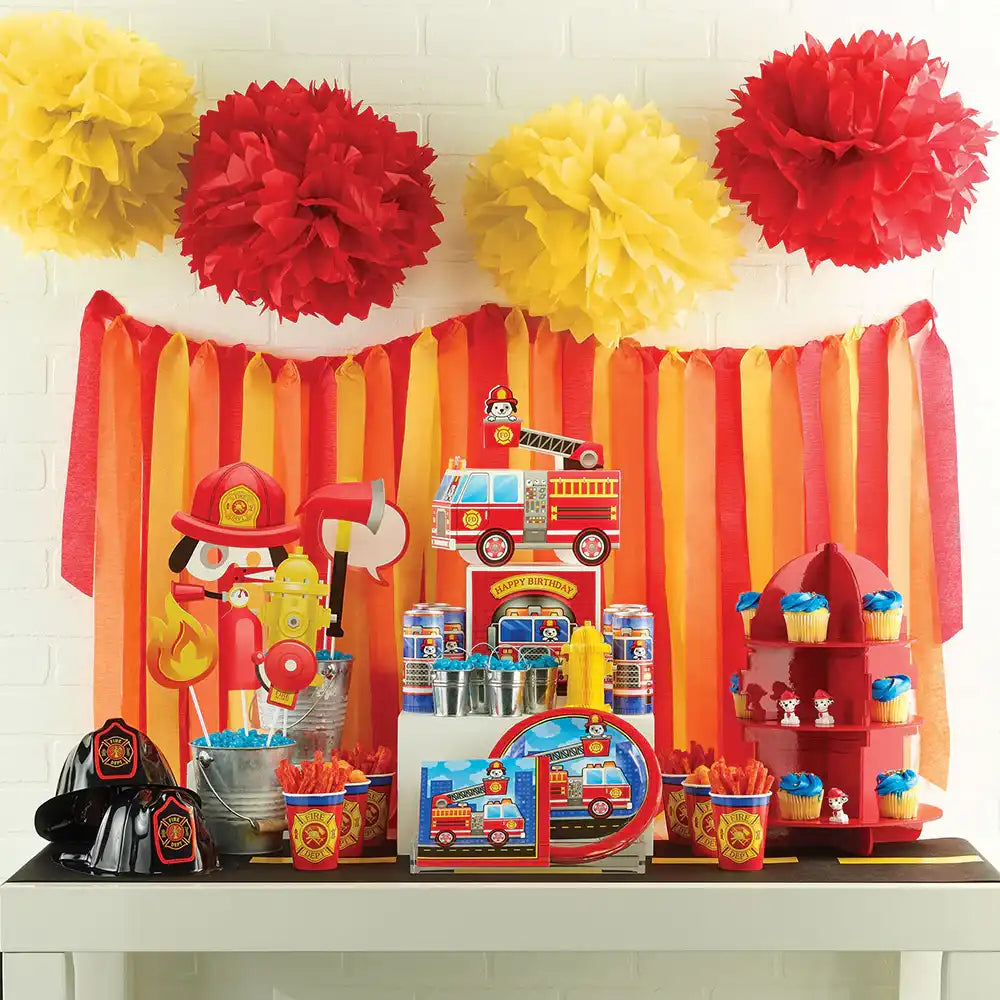 Flaming Fire Truck - Paper Party Cups (x8) Kids Party