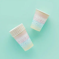 Pastel Rainbow Birthday Eco Paper Cups (x8) General Party
