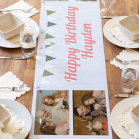 Personalised Blue Bunting Table Runner Personalised Runner