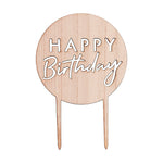 Wooden Happy Birthday Cake Topper