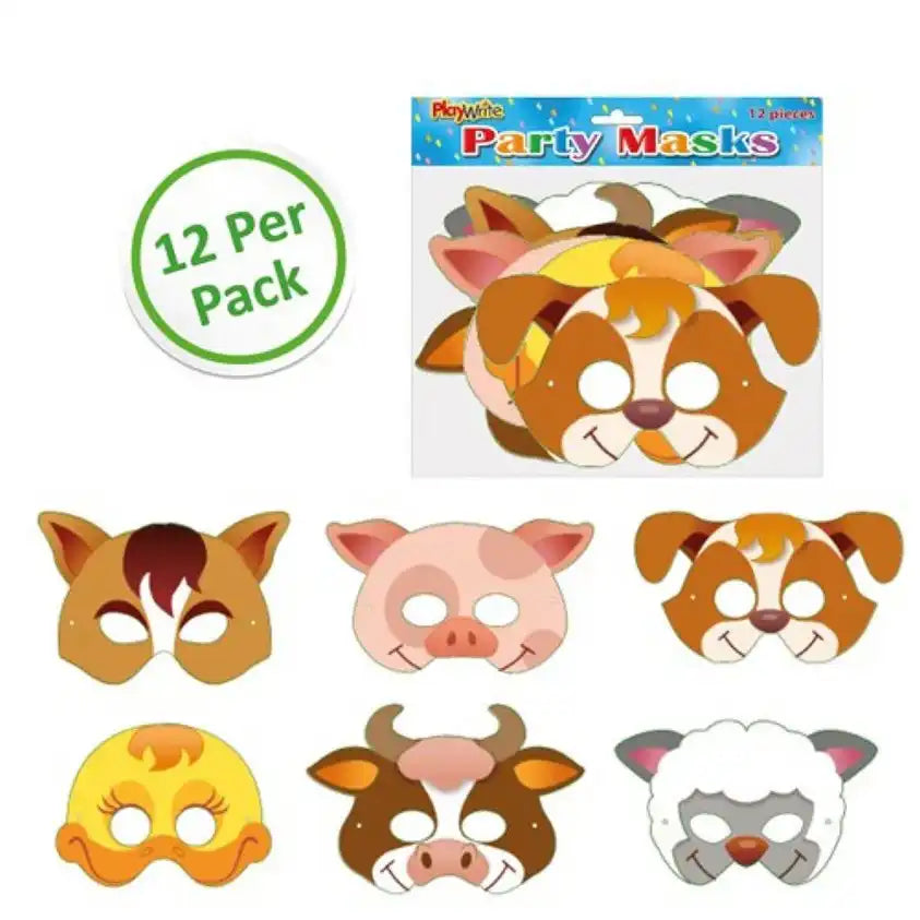 Farm Card Masks (x12) Kids Party
