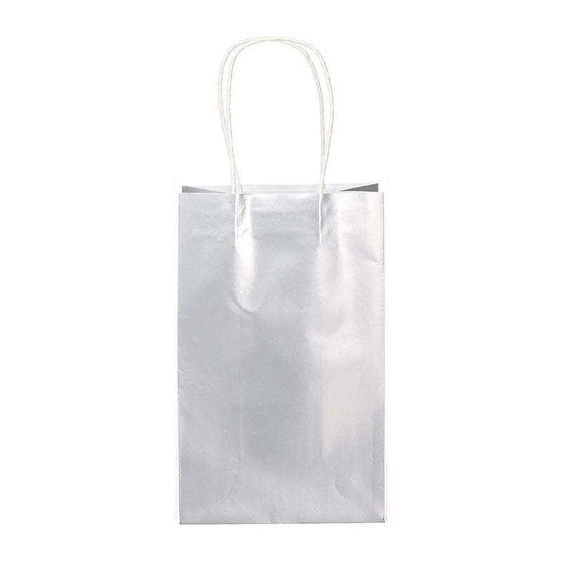 Metallic Silver Paper Party Bags (x8)