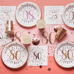 80th Birthday Rose Gold Paper Party Cups (x10)