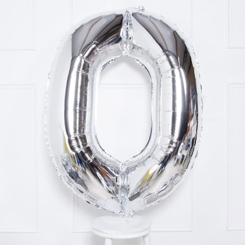 Supershape Silver 34" Helium Balloon Number 0