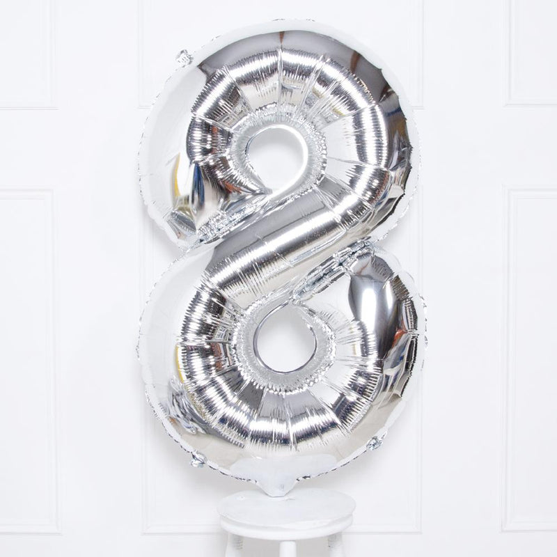 Supershape Silver 34" Helium Balloon Number 8