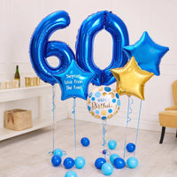 Deluxe Personalised Balloon Bunch - 60th Birthday Blue Personalised Balloons
