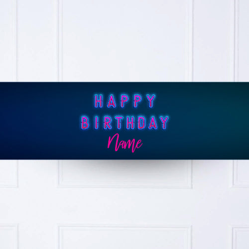 Neon Birthday Personalised Party Banner