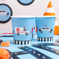 On the Road Paper Party Cups (x8) Kids Party