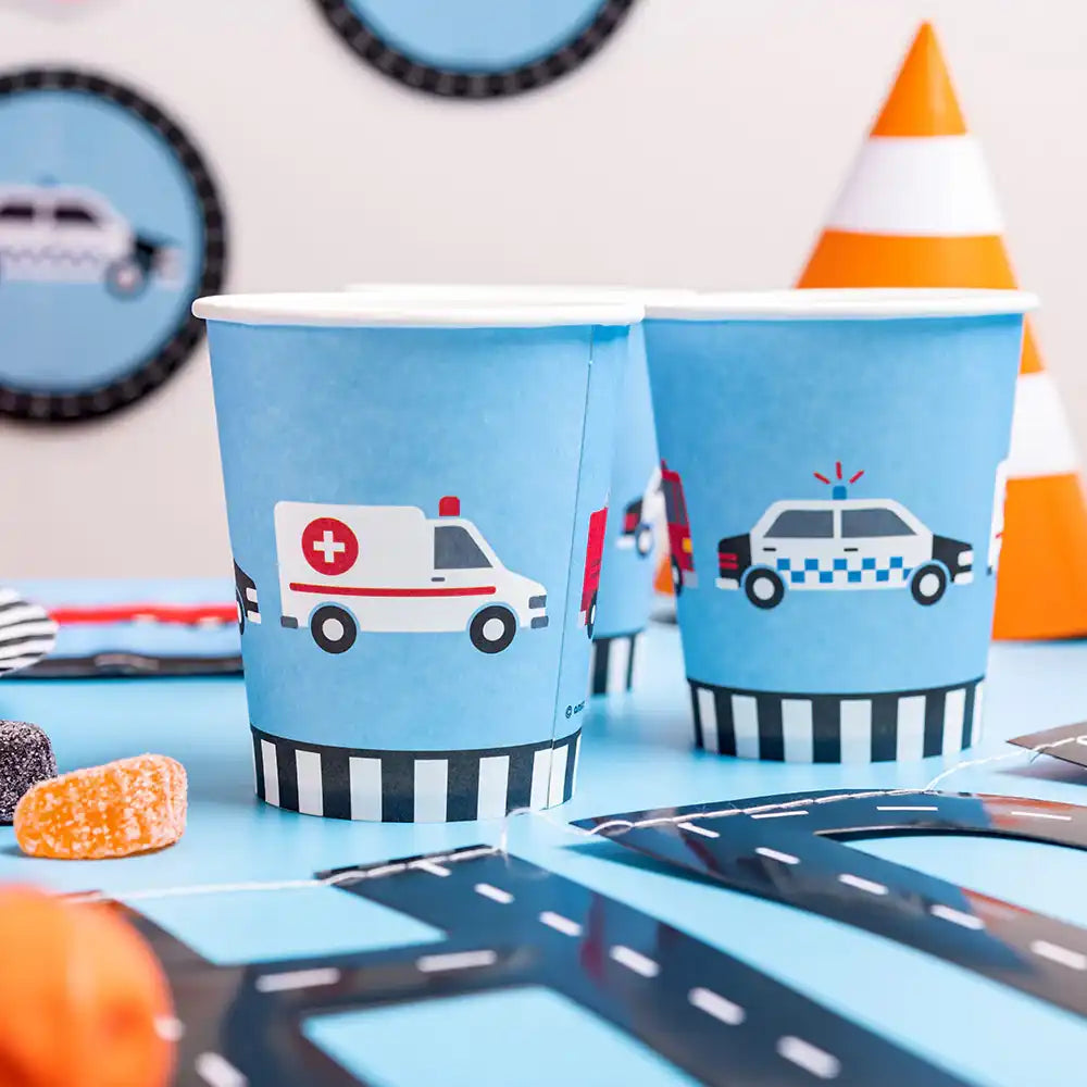 On the Road Paper Party Cups (x8) Kids Party