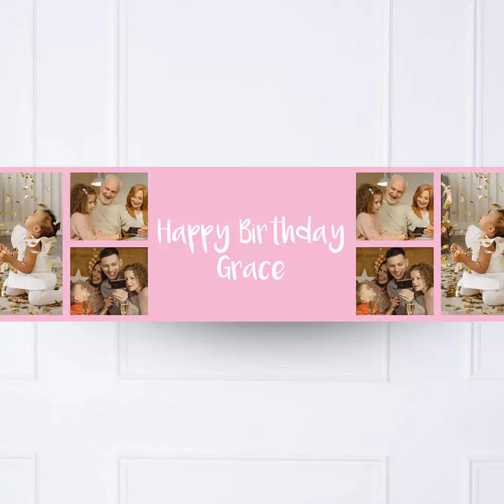 Pink Collage Personalised Party Banner Personalised Banner