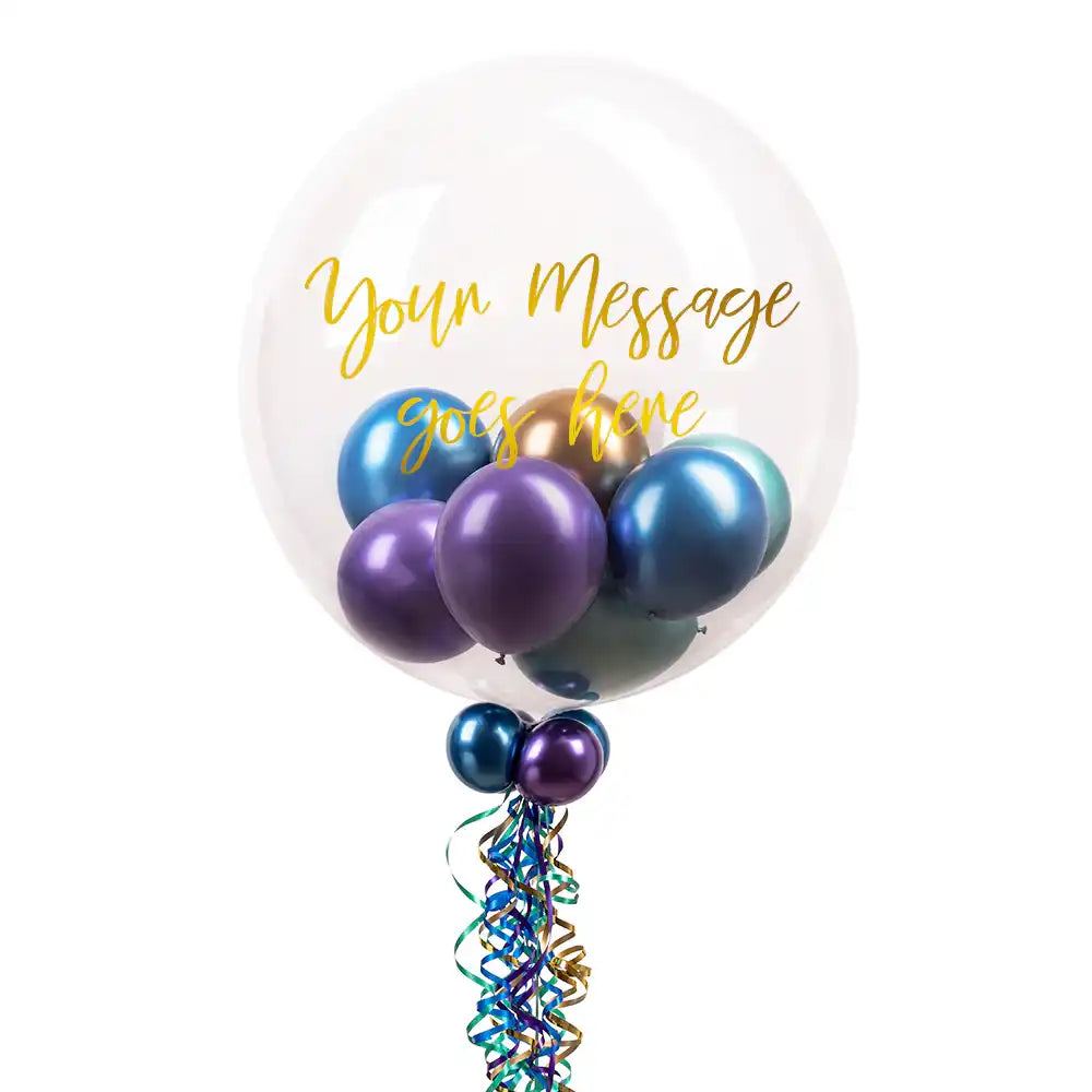 Personalised Bubble Balloon in a Box – Chrome Luxe Mini Balloons Personalised Balloons