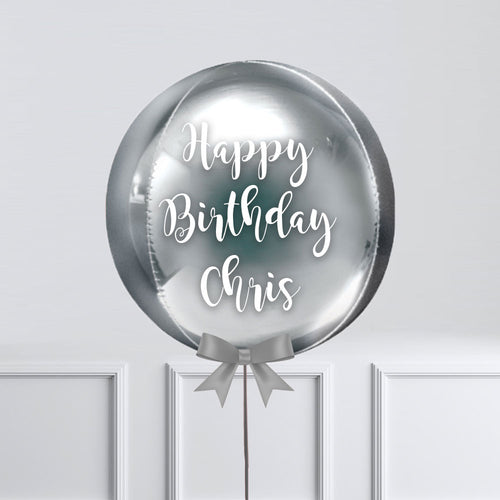 Personalised Orb Balloon - Silver