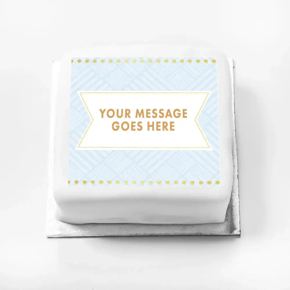 Personalised Photo Cake - Blue Pastel Message Only Small (up to 6 small portions) Personalised Cake