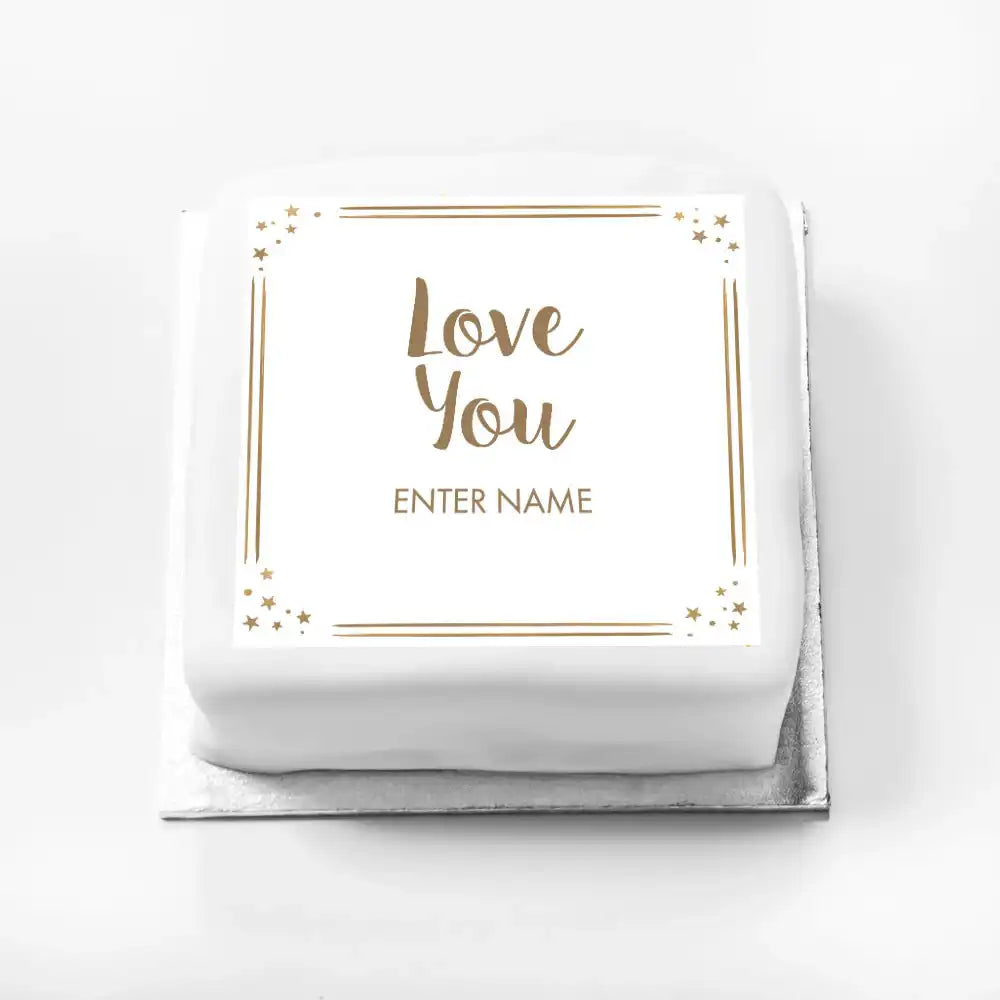 Personalised Slogan Gift Cake – Rose Gold Dots Love You With Name Personalised Cake