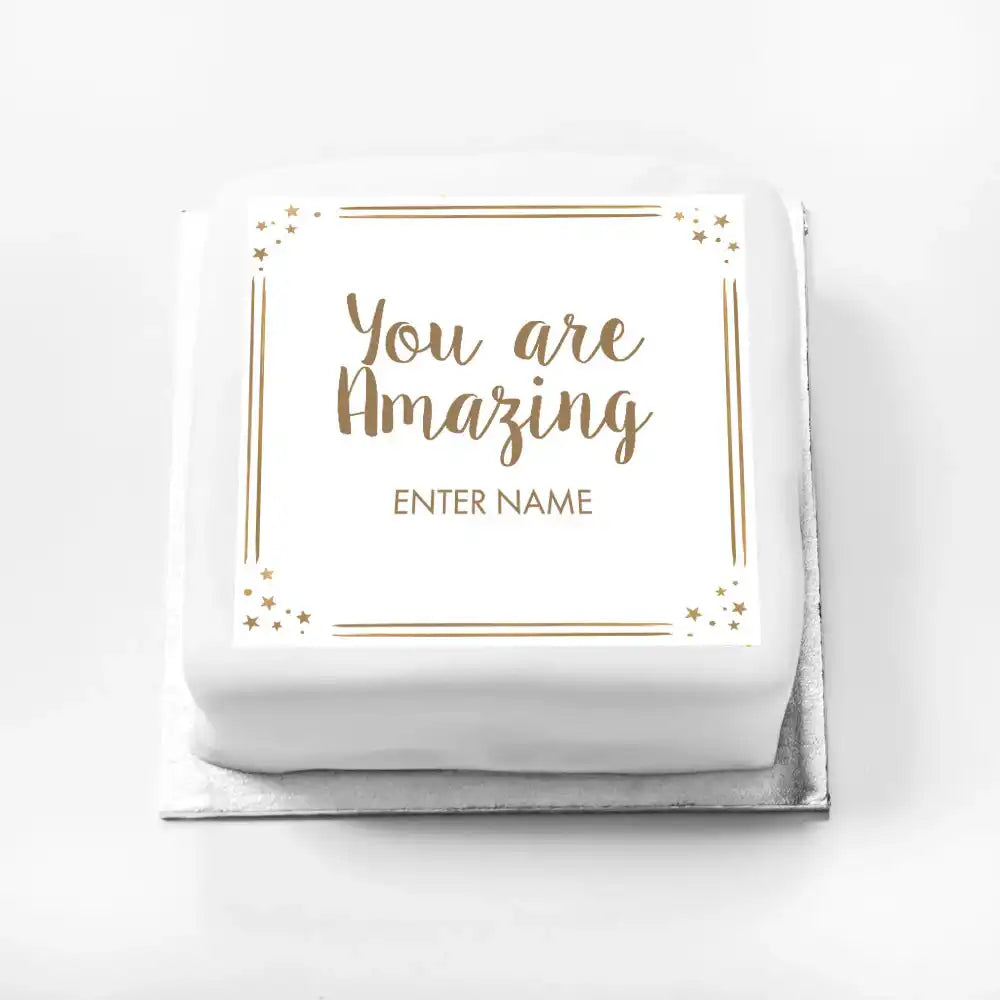 Personalised Slogan Gift Cake – Rose Gold Dots You are Amazing With Name Personalised Cake