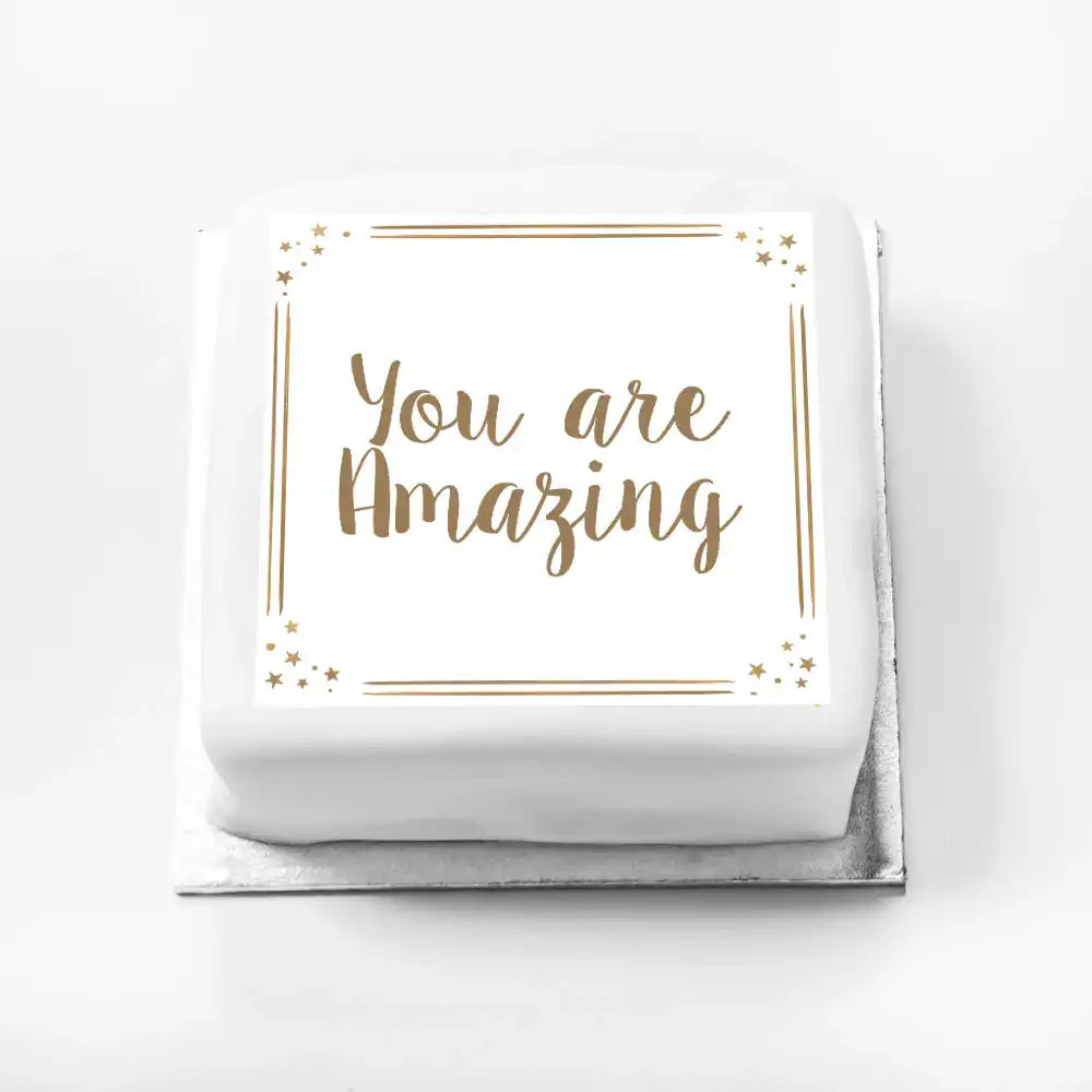 Personalised Slogan Gift Cake – Rose Gold Dots You are Amazing Without Name Personalised Cake