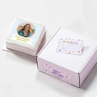 Personalised Photo Cake - Blue Pastel Photo & Message Small (up to 6 small portions) Personalised Cake