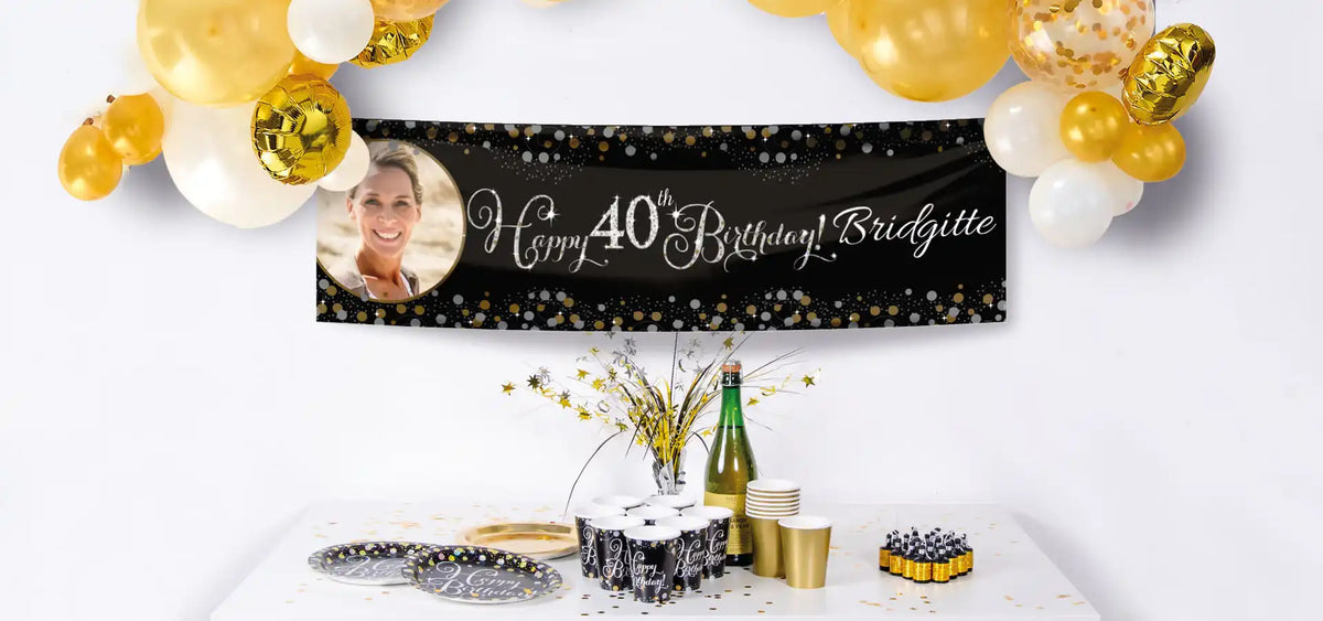 40th Birthday Personalised Banners - Party Pieces