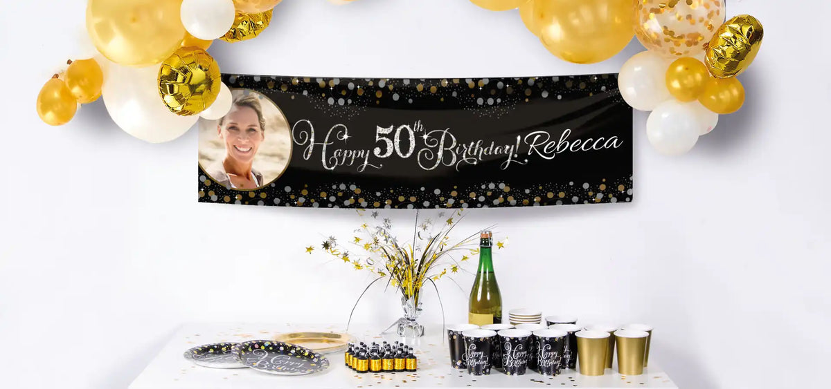 50th Birthday Personalised Banners - Party Pieces