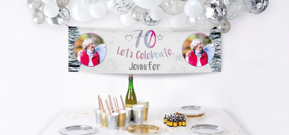 70th Birthday Personalised Banners - Party Pieces
