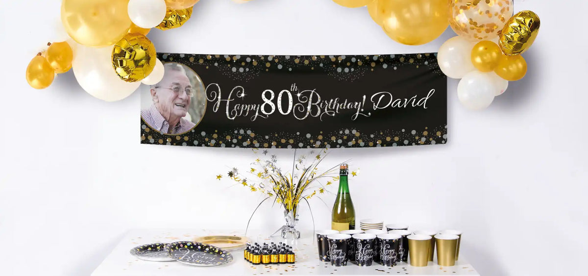 80th Birthday Personalised Banners - Party Pieces