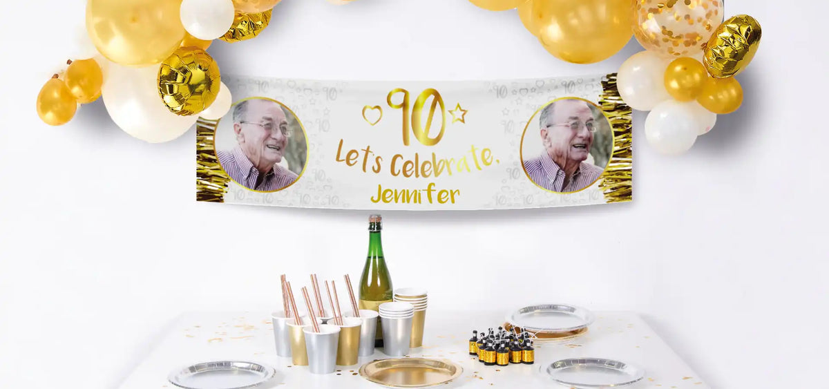 90th Birthday Personalised Banners - Party Pieces