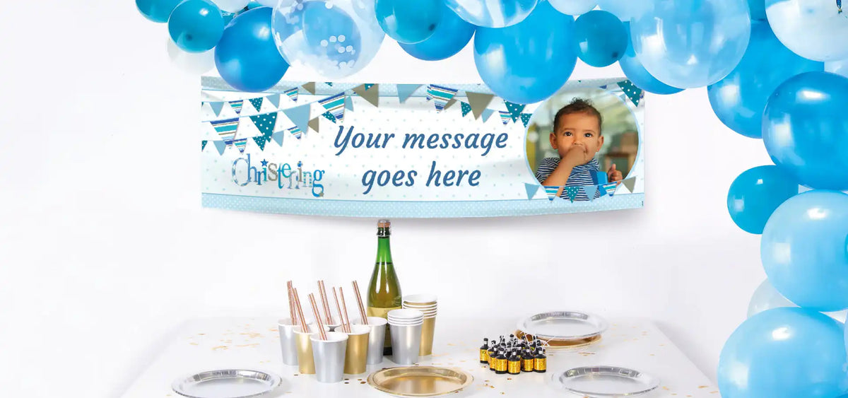 Christening Personalised Banners - Party Pieces