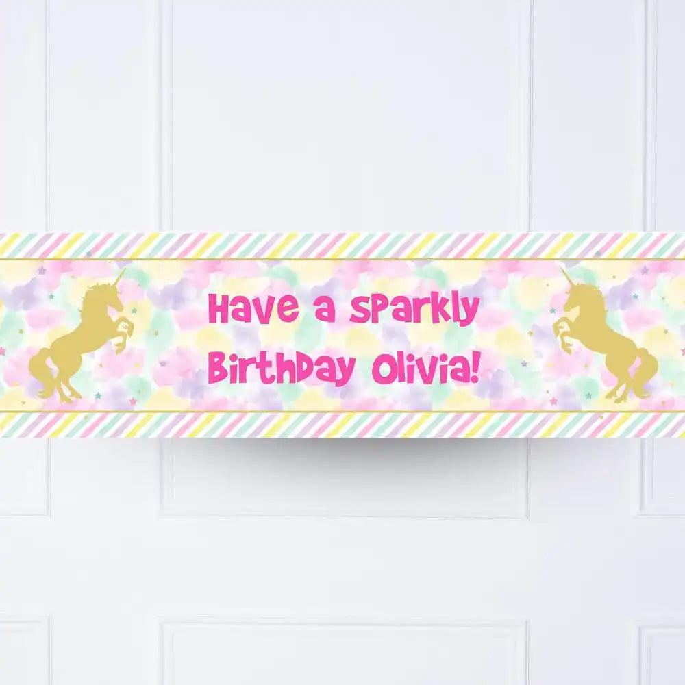 Unicorn Sparkle Personalised Party Banner No None Personalised Banner