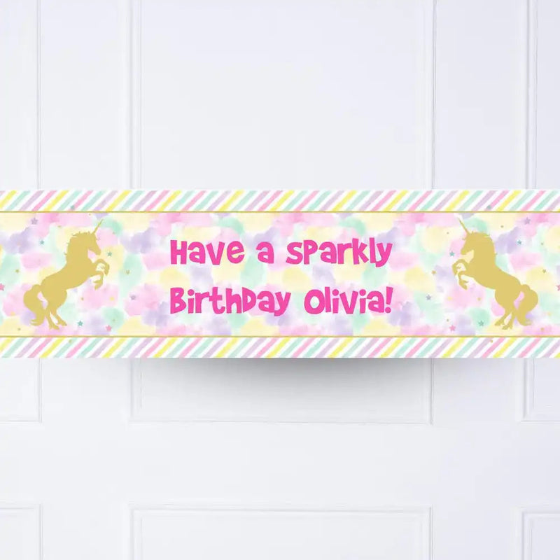 Unicorn Sparkle Personalised Party Banner No None Personalised Banner