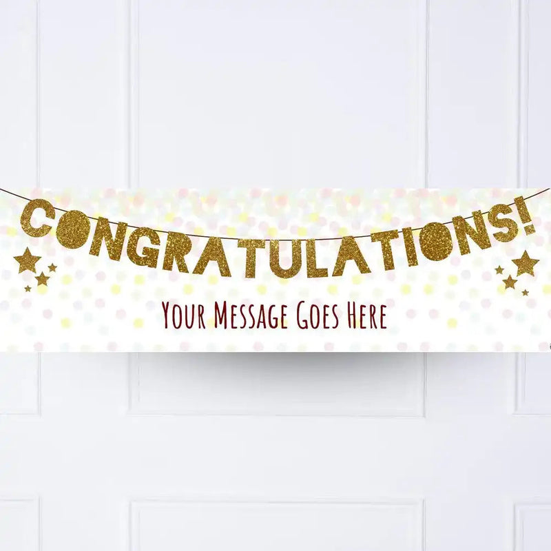 Gold Garland Congratulations Personalised Party Banner No Personalised Banner