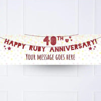 40th Ruby Anniversary Personalised Party Banner No None Personalised Banner