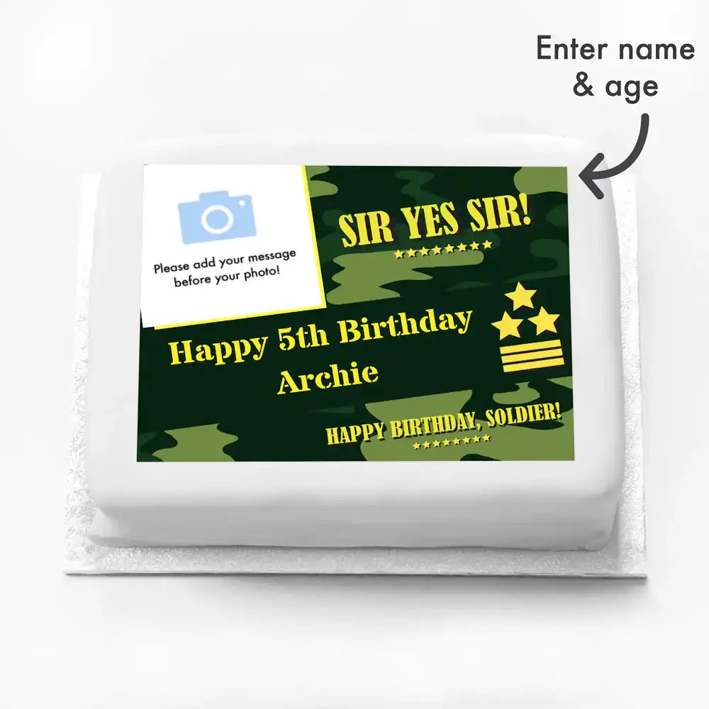 Personalised Photo Cake - Camouflage Yes Personalised Cake