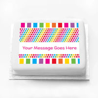 Personalised Photo Cake - Rainbow Stripe Dots Message Only Personalised Cake