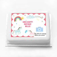 Personalised Photo Cake - Unicorn and Rainbow Yes Personalised Cake