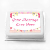 Personalised Photo Cake - Pink Bunting Message Only Personalised Cake